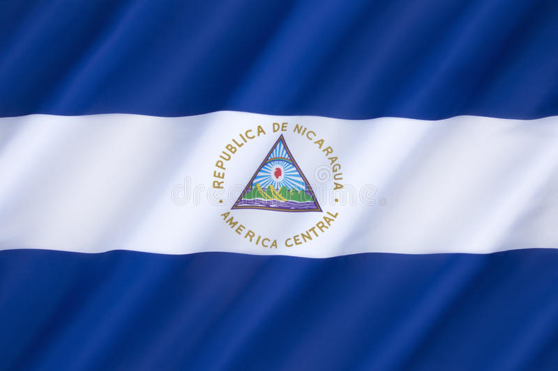 Nicaraguan flag waving in the wind (full frame footage in 4K UHD resolution) sto