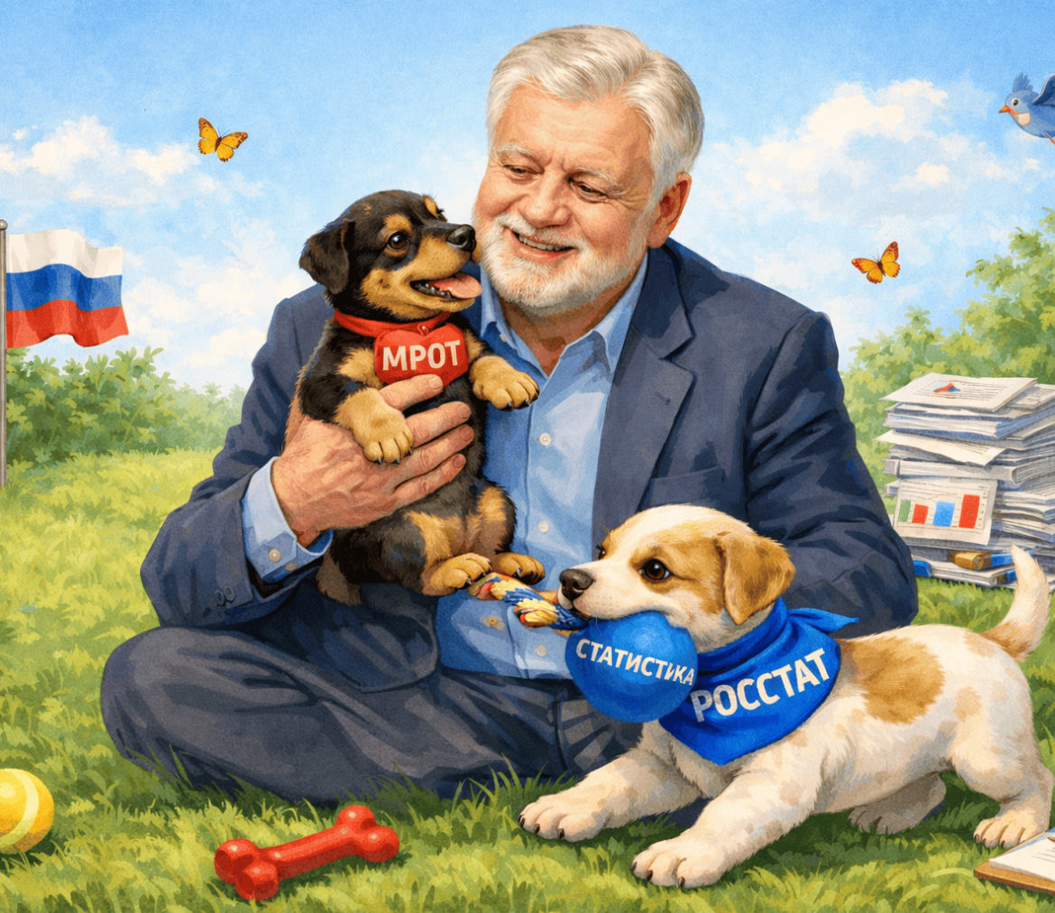 Сергей Обухов – «Свободной прессе»: Миронову подарили щенка по кличке Мрот. Подарите ему собачку по имени Росстат, пусть играется