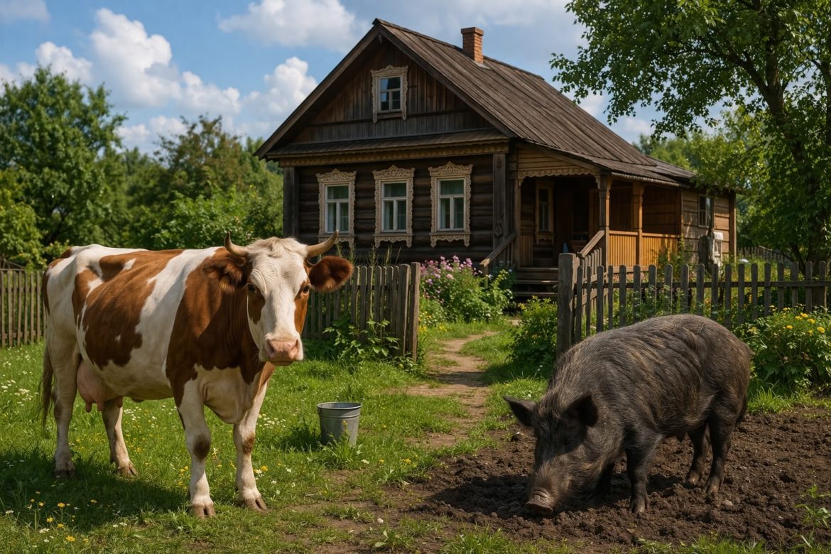 Домик с коровой да с кабанчиком
